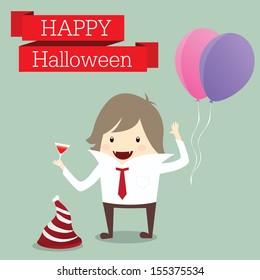 businessman is lord of vampire happy halloween day party event relax time after work hard, business concept