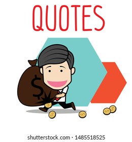 Businessman losing money Unknowingly. Vector flat cartoon illustration
