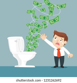 clipart of money going down the drain