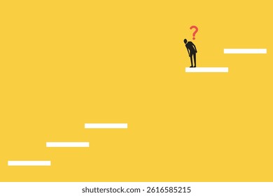 Businessman lost the stairs to move down