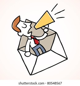businessman and loudhailer