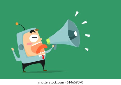 businessman and loudspeaker