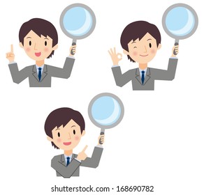 Businessman with a loupe