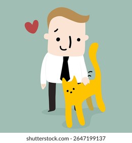 Empresário amor gato desenho animado ilustração