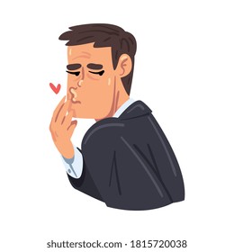Businessman in Love, Office Worker Character in Formal Style Clothes, Business Avatar Cartoon Style Vector Illustration