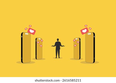 Businessman with love sign. concept of Social media marketing, online digital advertising campaign, followers or social strategy, marketer advertising team announce promotion