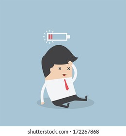 Businessman with low battery, VECTOR, EPS10