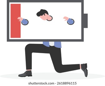 Businessman low energy cartoon vector illustration

