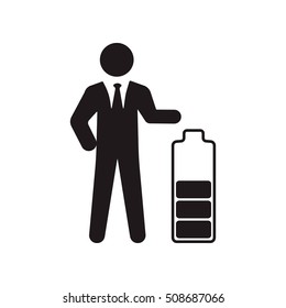 Businessman in low power icon thin line for web and mobile, modern minimalistic flat design. White background