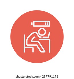 Businessman in low power thin line icon for web and mobile minimalistic flat design. Vector white icon inside the red circle.