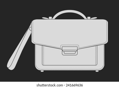 Businessman luxury hand bag. Vector chalk clip art illustration isolated on blackboard