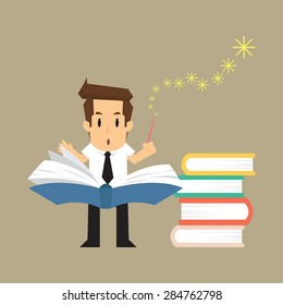businessman made business with magic. vector