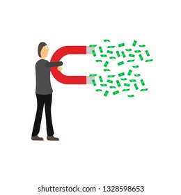 Businessman with magnet vector graphics