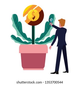 businessman with magnifier