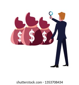 businessman with magnifier