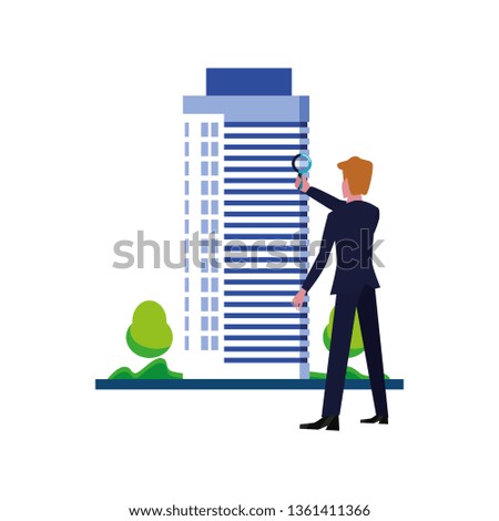 businessman with magnifier