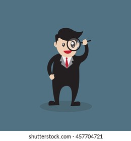 Businessman with magnifier vector design concept illustration