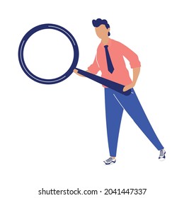 businessman with magnifying glass character
