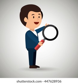 businessman with magnifying glass isolated icon design, vector illustration  graphic 