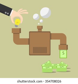 Businessman Make Ideas For Money On Machine