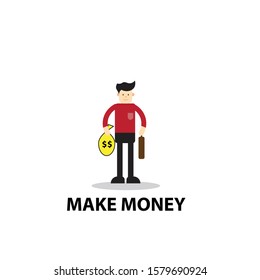 businessman make money flat design character vector illustration