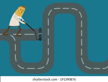Businessman make road to straight