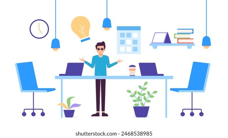 A businessman make some idea in her workspace