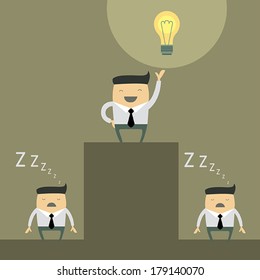 Businessman make successful idea. Vector illustration