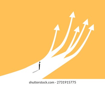businessman makes decisions on multiple growth paths