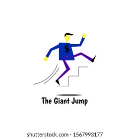 a businessman makes a giant jump