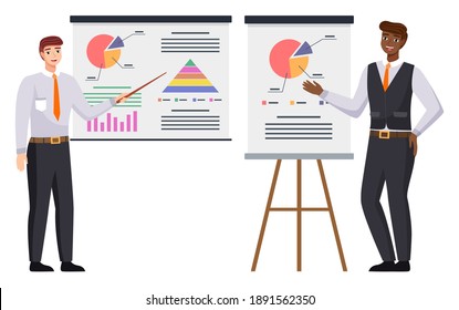Businessman makes a presentation of a statistical report doing digital analysis charts. Planning business concept. Teamwork consulting for project management, financial reporting and strategy
