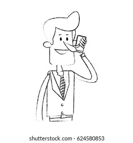 businessman making cellphone call icon image 