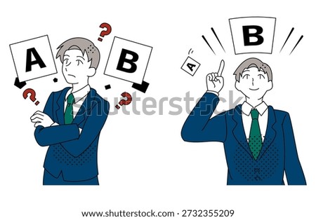 Businessman Making a Choice Between Options Illustration