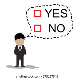 Businessman with making decisions to select YES or NO