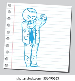 Businessman making frame of hands