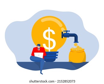 businessman  making money through computer digital asset , Idea to make money, earning or profit from business creativity
