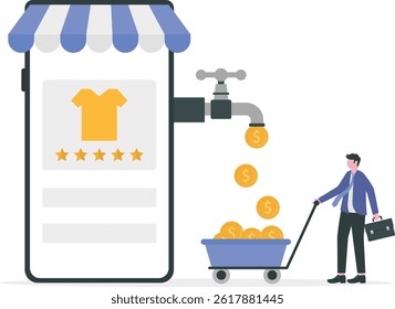businessman making money through mobile digital asset Finance,light bulb , investment, wealth, passive income.concept work office

