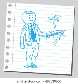 Businessman making pancakes