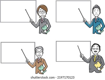 Businessman making a presentation with an index stick