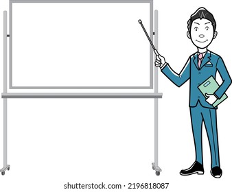 Businessman making a presentation on a whiteboard