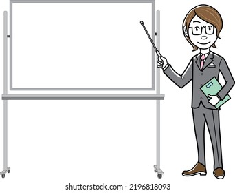 Businessman making a presentation on a whiteboard