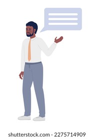 Businessman making request semi flat color vector character. Corporate decision-maker. Editable full body person on white. Simple cartoon style spot illustration for web graphic design and animation