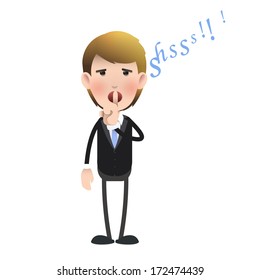 Businessman making silence gesture over white background. Vector design 