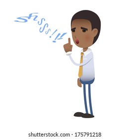 Businessman making silence gesture over white background. Vector design 