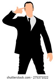 businessman making suicide gesture, vector

