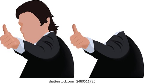 Businessman making thumbs up gesture with both hands