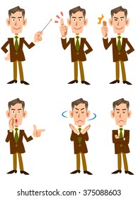 Businessman male 6 pose set (front-facing)