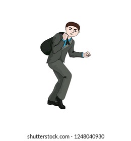 Businessman (man, boy) with a sack. Vector