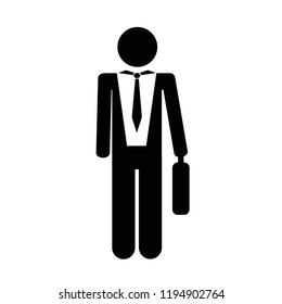 businessman man briefcase pictogram icon isolated on white background vector illustration