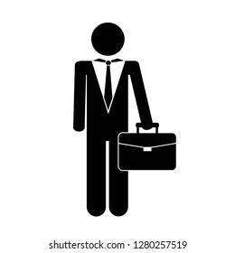 businessman man briefcase pictogram icon isolated graphic vector illustration